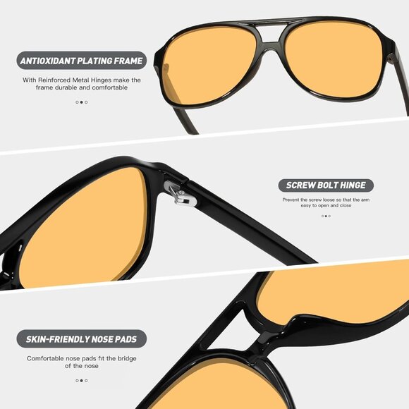 Retro Aviator Sunglasses Unisex Large Frame Vintage Sun Glasses - Picture 6 of 7